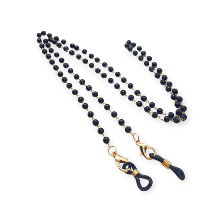 glasschain with black beads